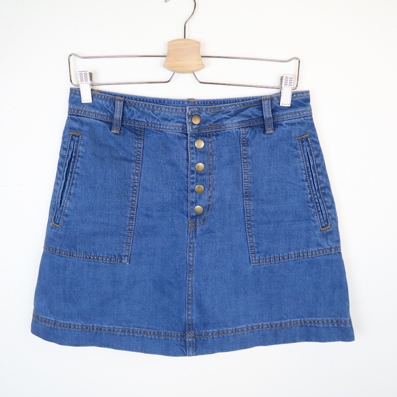 Free People Wildfire Button A Line Mini Skirt M 28 - Picture 4 of 8